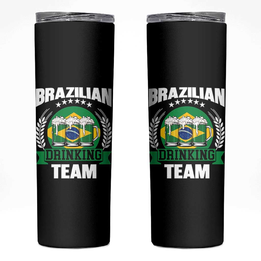 Brazil Drinking Team Skinny Tumbler Funny Brazilian Flag Beer Party Gift