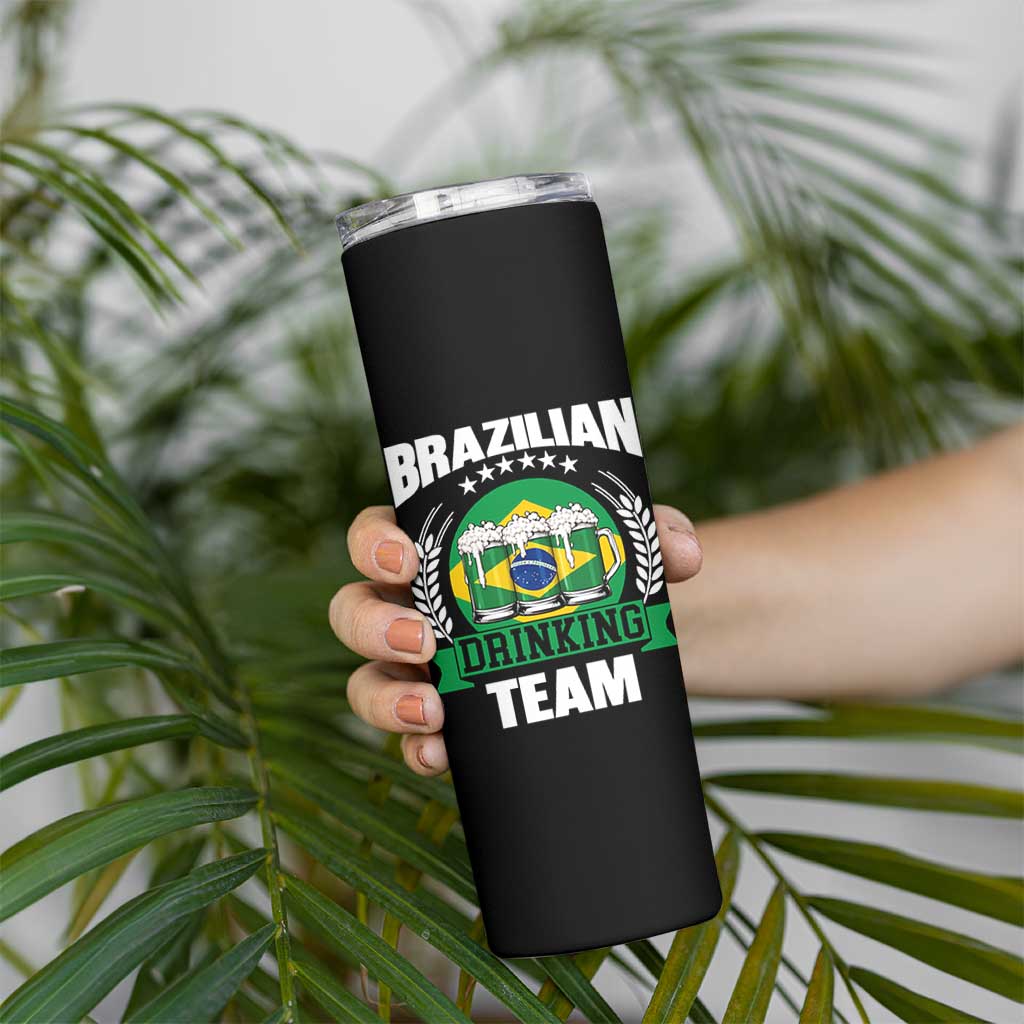 Brazil Drinking Team Skinny Tumbler Funny Brazilian Flag Beer Party Gift