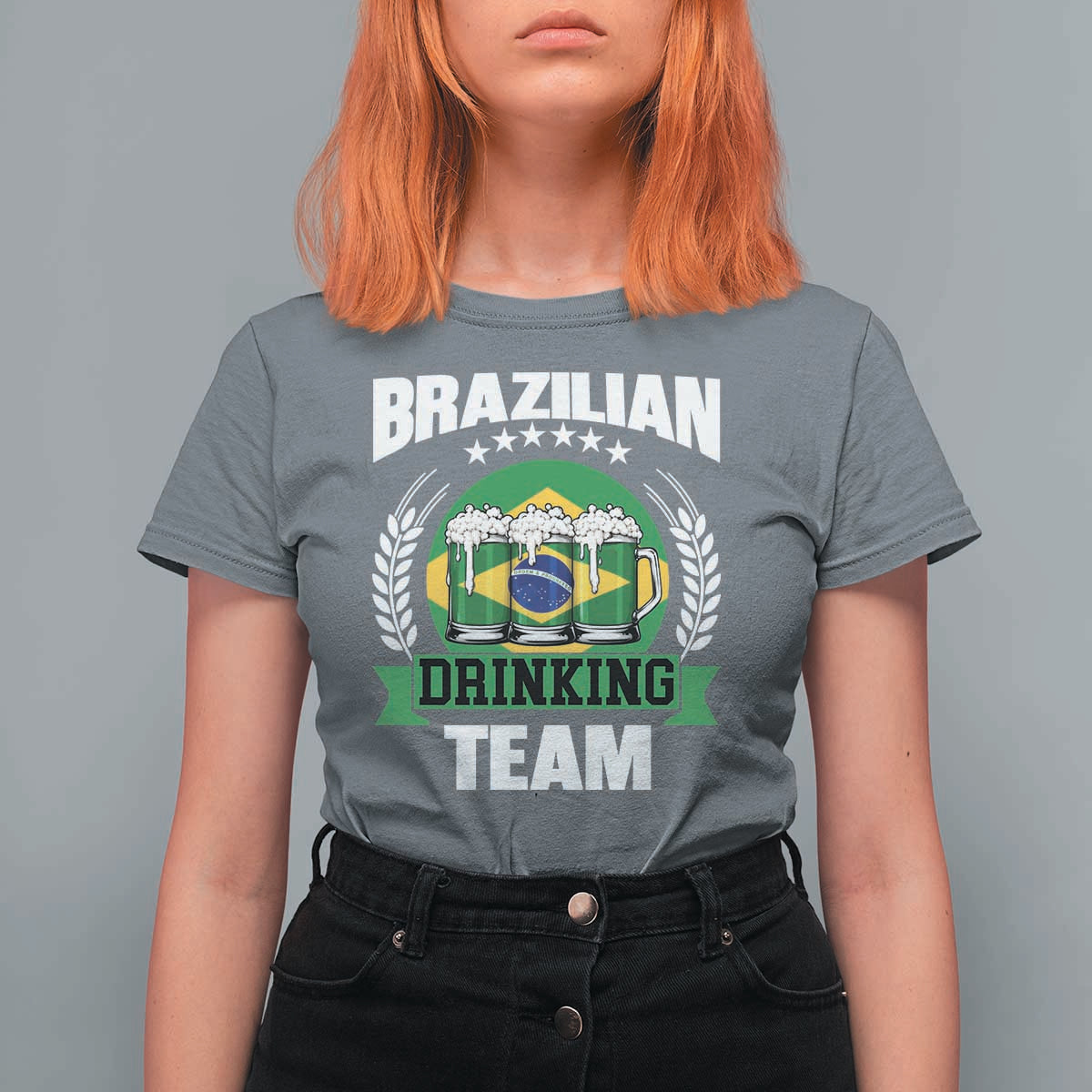 Brazil Drinking Team T Shirt For Women Funny Brazilian Flag Beer Party Gift