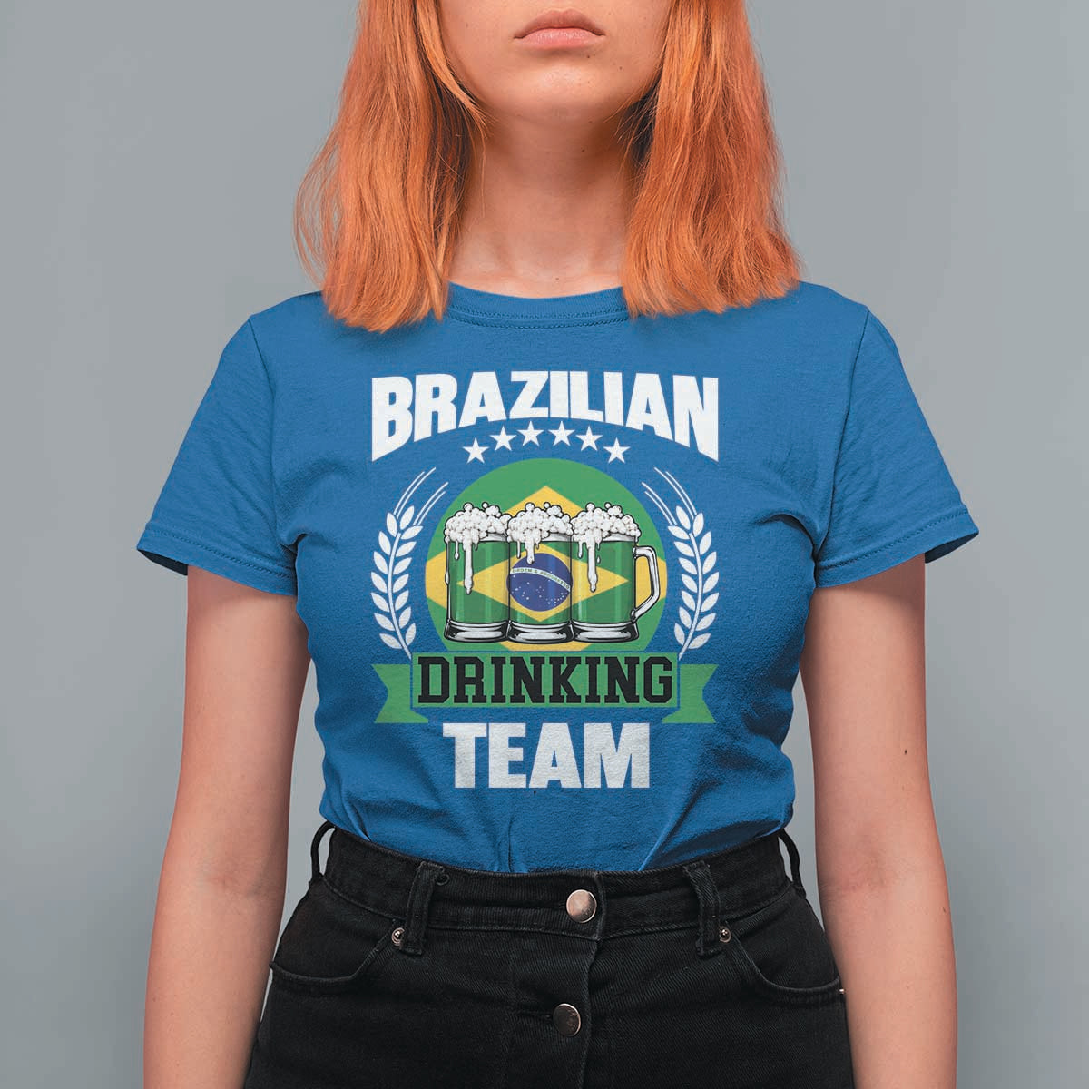 Brazil Drinking Team T Shirt For Women Funny Brazilian Flag Beer Party Gift