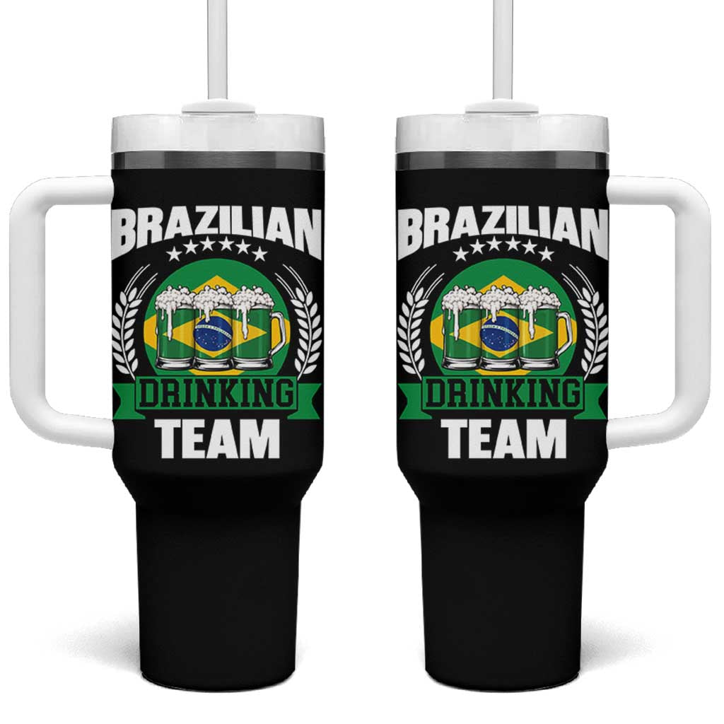 Brazil Drinking Team Tumbler With Handle Funny Brazilian Flag Beer Party Gift