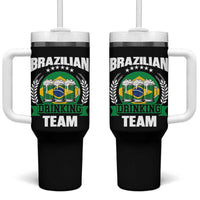 Brazil Drinking Team Tumbler With Handle Funny Brazilian Flag Beer Party Gift
