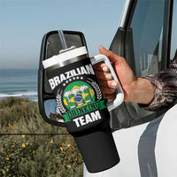 Brazil Drinking Team Tumbler With Handle Funny Brazilian Flag Beer Party Gift