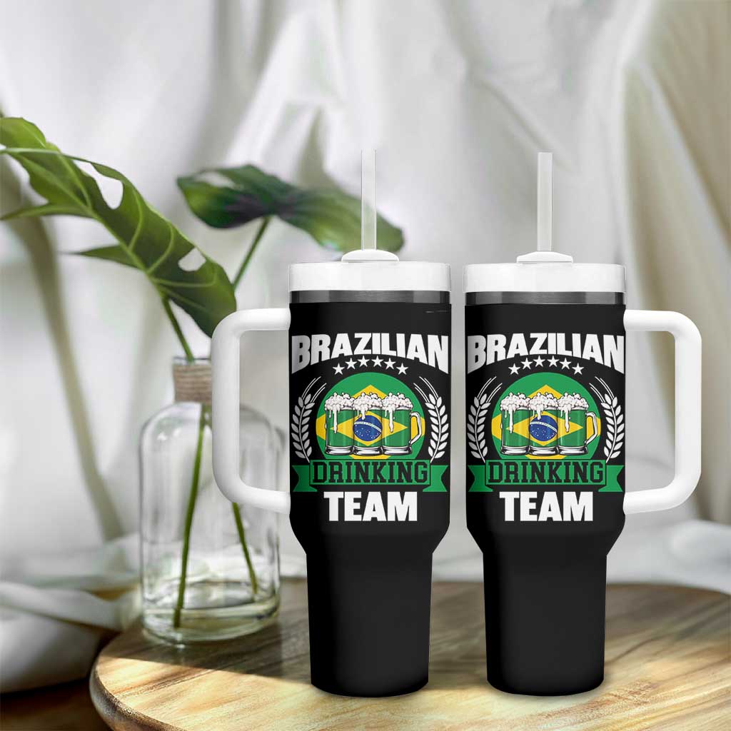 Brazil Drinking Team Tumbler With Handle Funny Brazilian Flag Beer Party Gift
