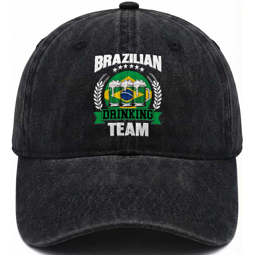 Brazil Drinking Team Washed Cotton Baseball Cap Funny Brazilian Flag Beer Party Gift