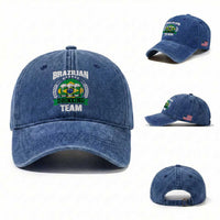 Brazil Drinking Team Washed Cotton Baseball Cap Funny Brazilian Flag Beer Party Gift