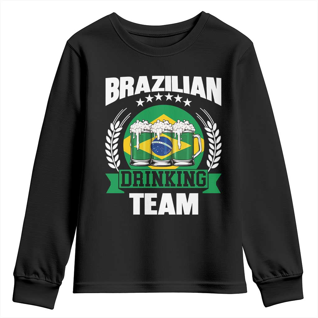 Brazil Drinking Team Youth Sweatshirt Funny Brazilian Flag Beer Party Gift