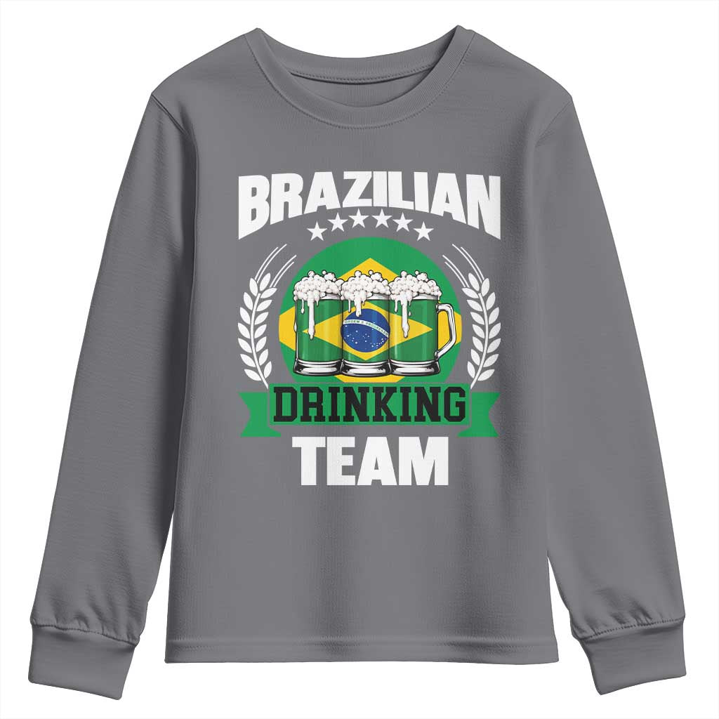 Brazil Drinking Team Youth Sweatshirt Funny Brazilian Flag Beer Party Gift