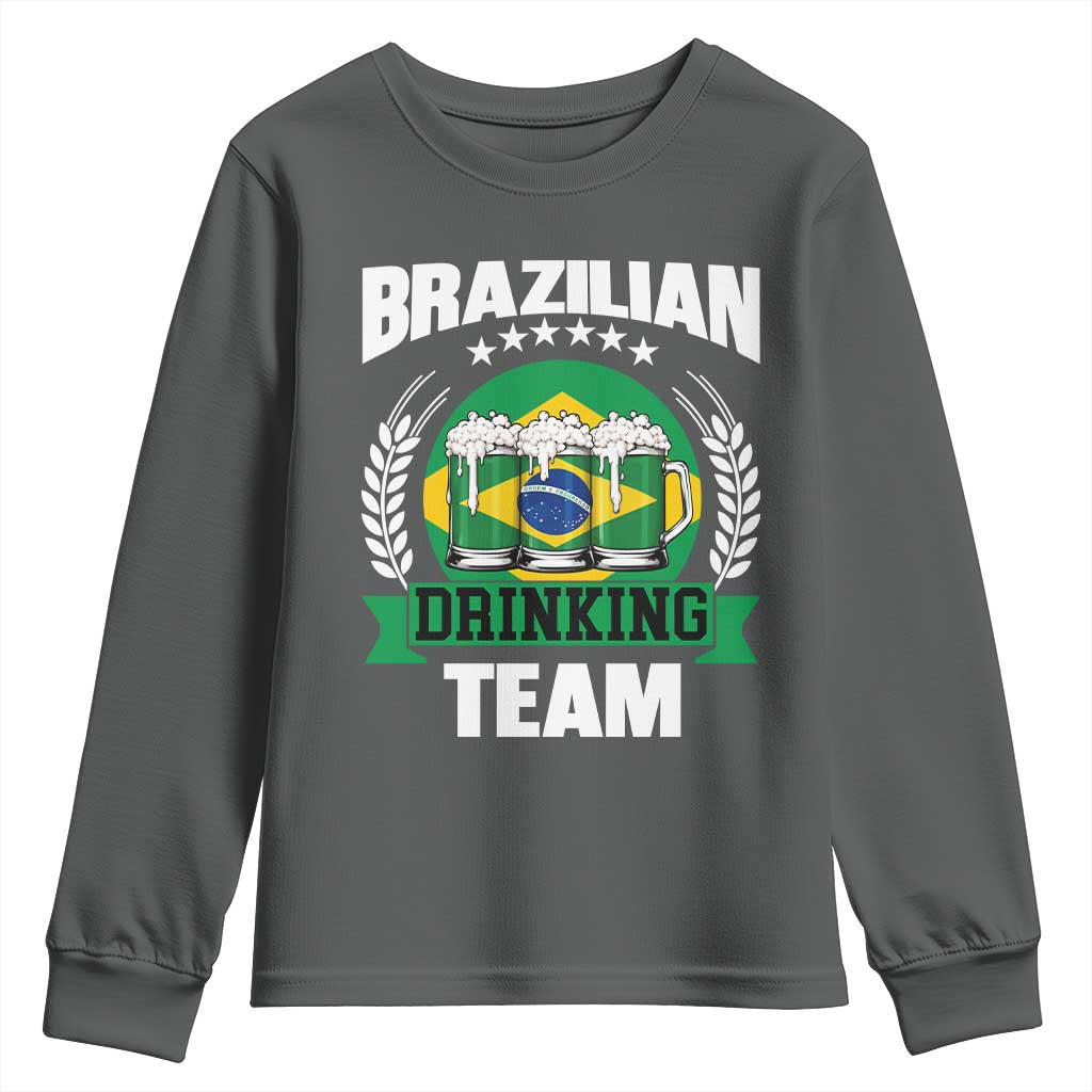 Brazil Drinking Team Youth Sweatshirt Funny Brazilian Flag Beer Party Gift