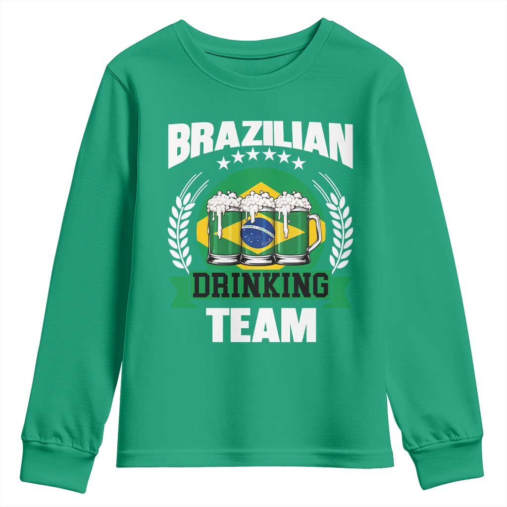 Brazil Drinking Team Youth Sweatshirt Funny Brazilian Flag Beer Party Gift