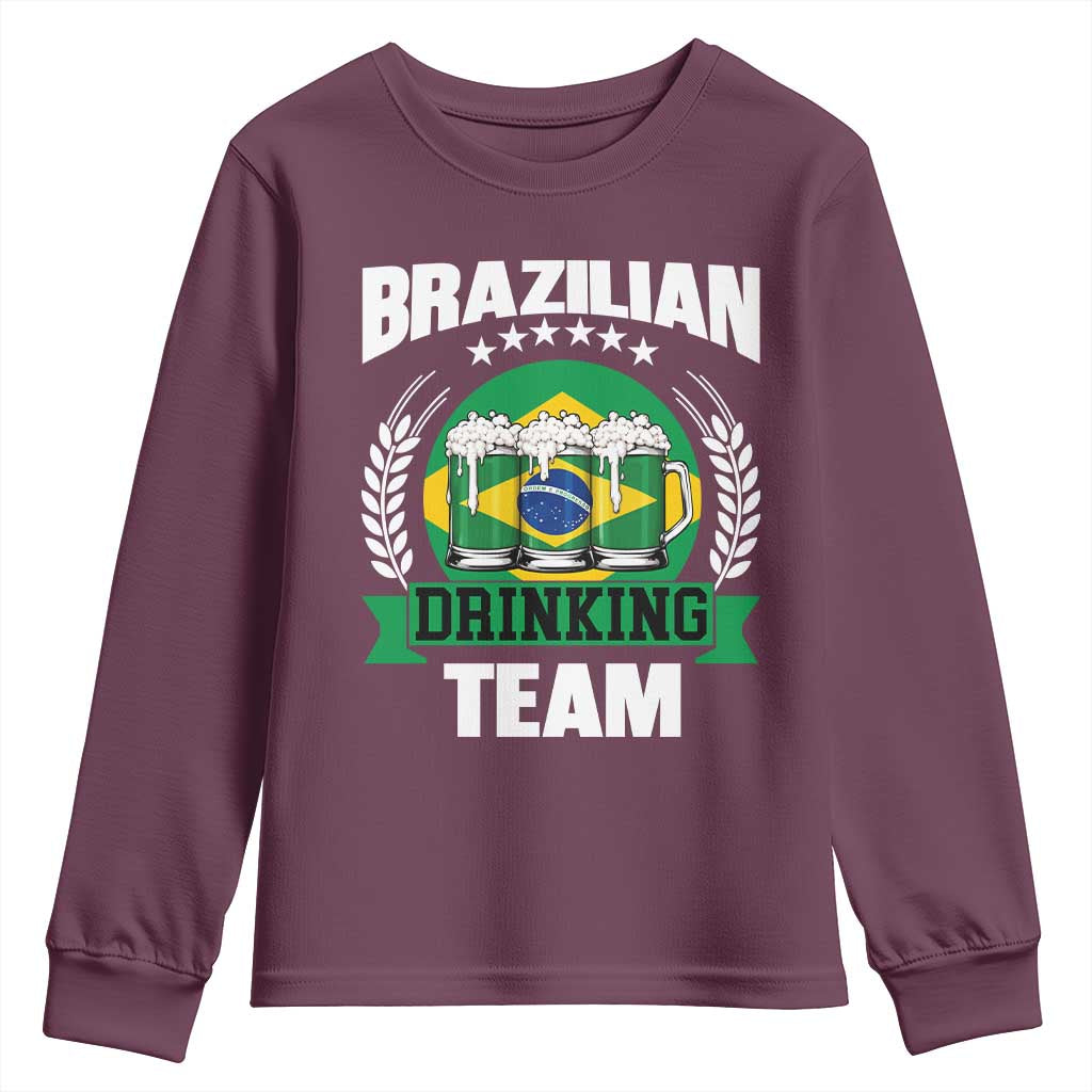 Brazil Drinking Team Youth Sweatshirt Funny Brazilian Flag Beer Party Gift