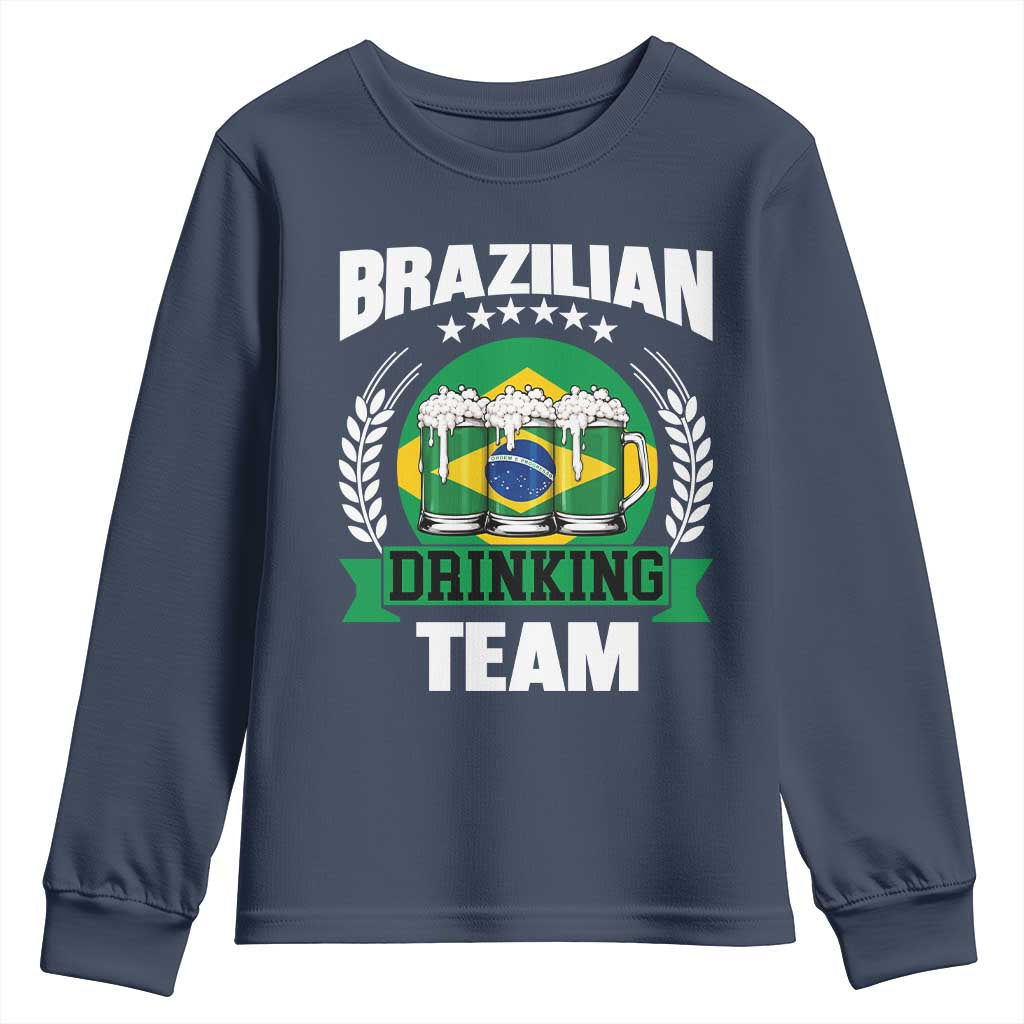Brazil Drinking Team Youth Sweatshirt Funny Brazilian Flag Beer Party Gift