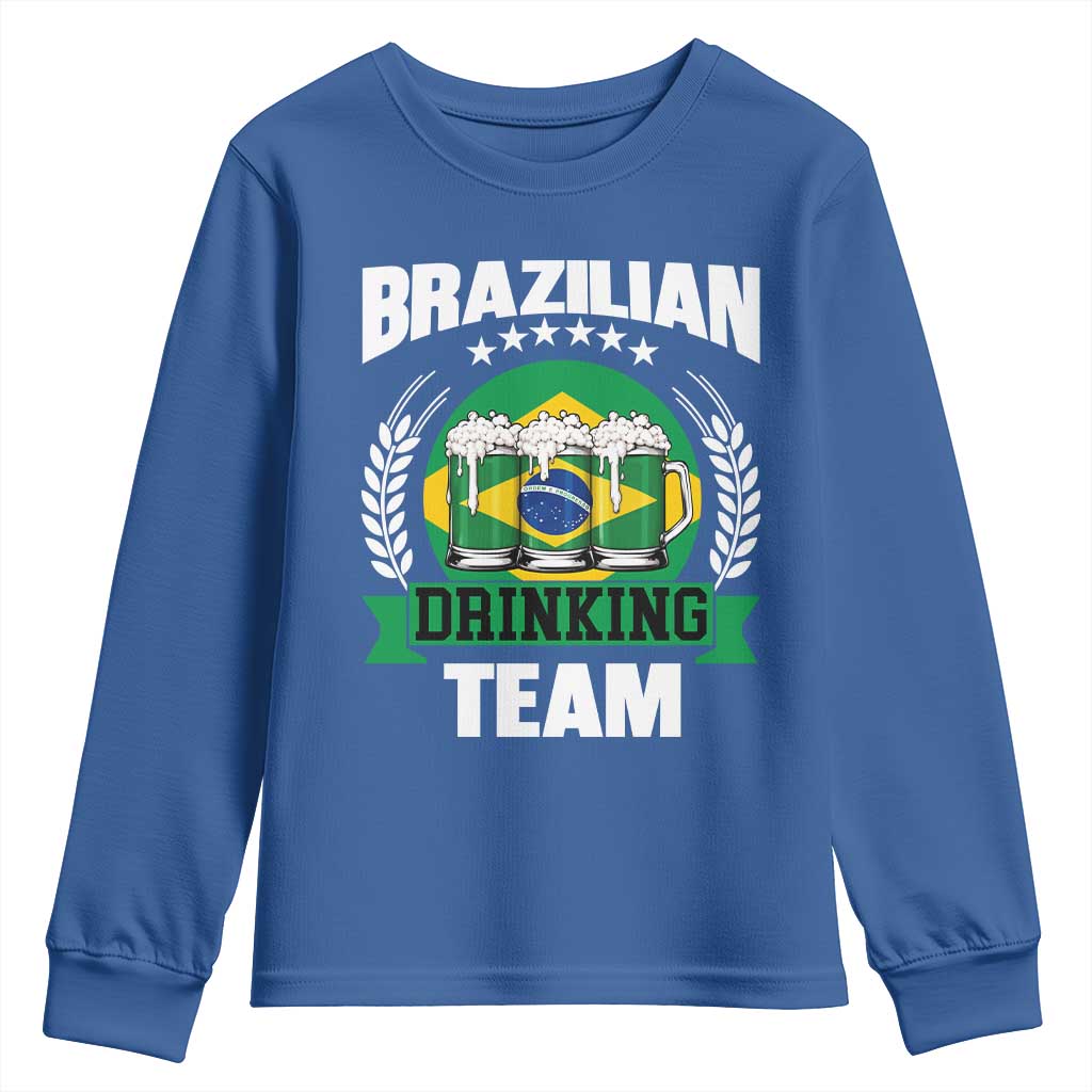 Brazil Drinking Team Youth Sweatshirt Funny Brazilian Flag Beer Party Gift