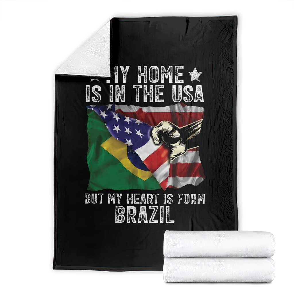 Brazilian American Patriot Heart Is From Brazil Flag Throw Blanket