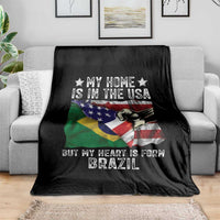 Brazilian American Patriot Heart Is From Brazil Flag Throw Blanket