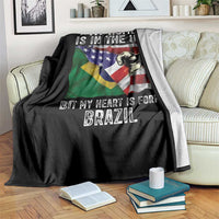 Brazilian American Patriot Heart Is From Brazil Flag Throw Blanket