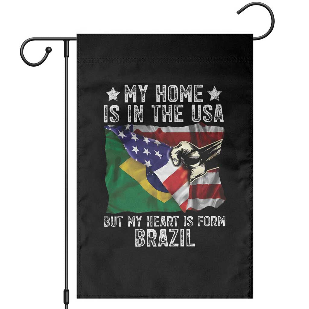 Brazilian American Patriot Heart Is From Brazil Flag Garden Flag