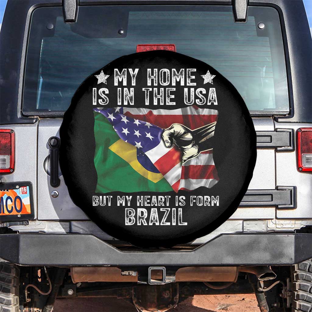 Brazilian American Patriot Heart Is From Brazil Flag Spare Tire Cover