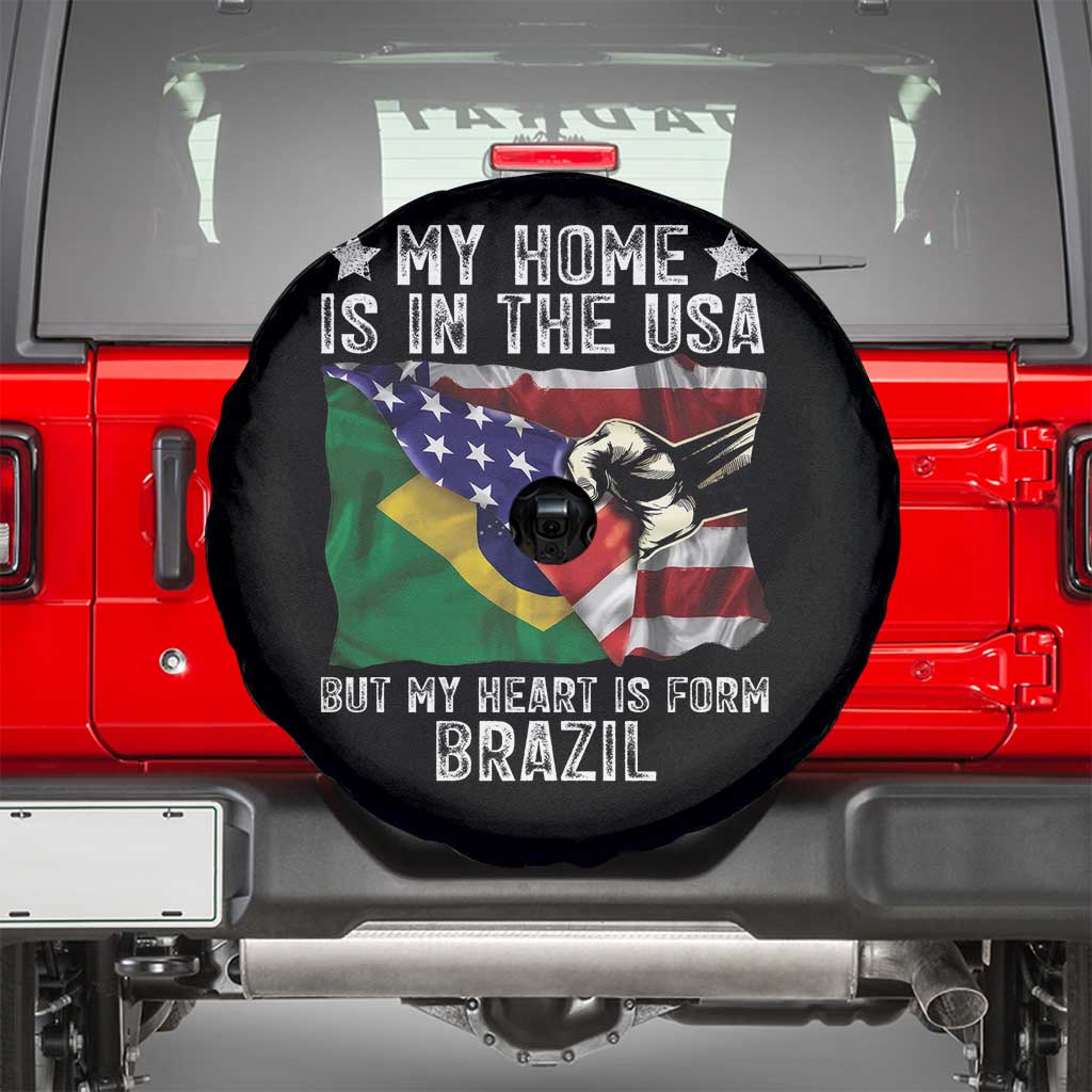 Brazilian American Patriot Heart Is From Brazil Flag Spare Tire Cover