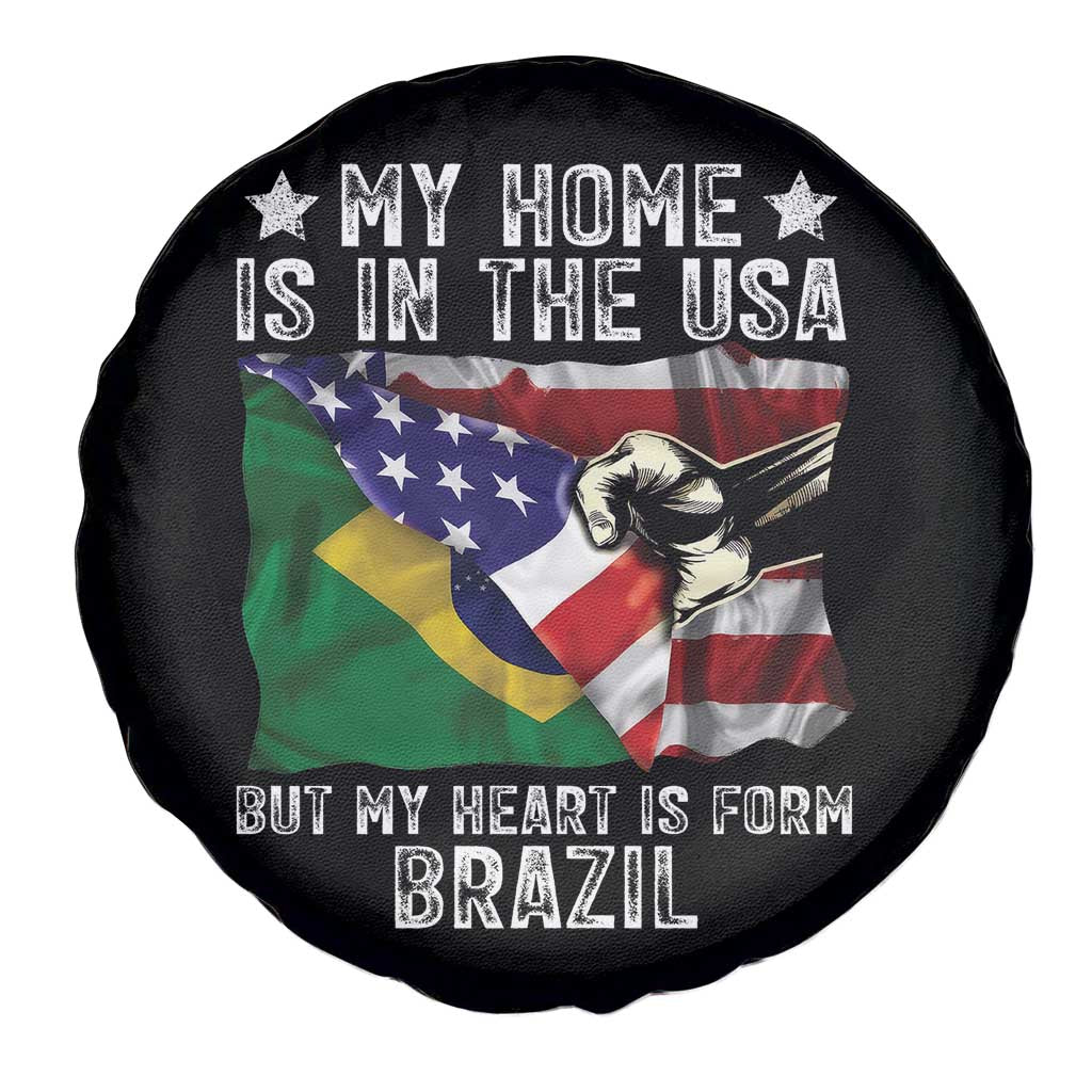 Brazilian American Patriot Heart Is From Brazil Flag Spare Tire Cover
