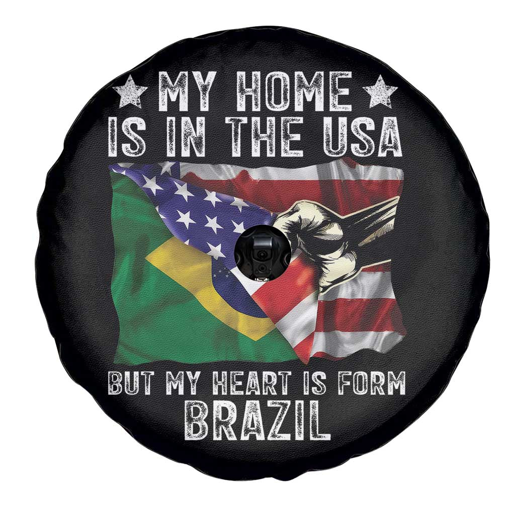 Brazilian American Patriot Heart Is From Brazil Flag Spare Tire Cover