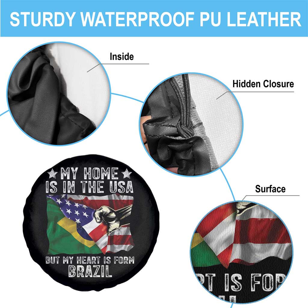 Brazilian American Patriot Heart Is From Brazil Flag Spare Tire Cover