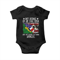Brazilian American Patriot Heart Is From Brazil Flag Baby Onesie