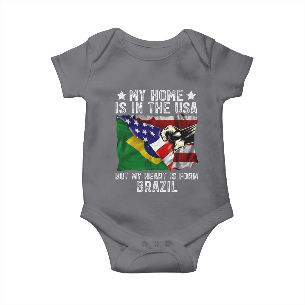 Brazilian American Patriot Heart Is From Brazil Flag Baby Onesie