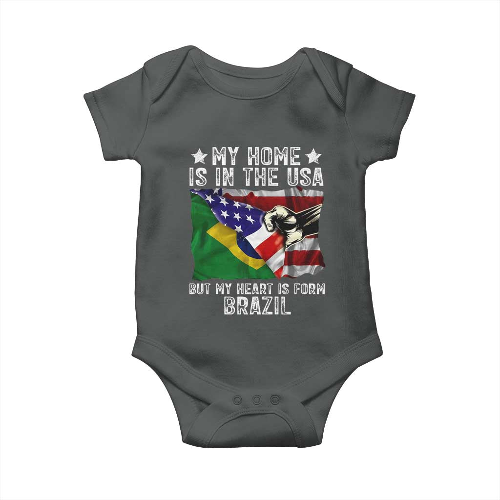 Brazilian American Patriot Heart Is From Brazil Flag Baby Onesie