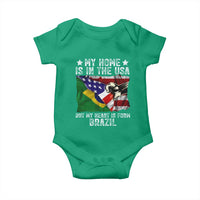 Brazilian American Patriot Heart Is From Brazil Flag Baby Onesie