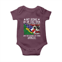 Brazilian American Patriot Heart Is From Brazil Flag Baby Onesie