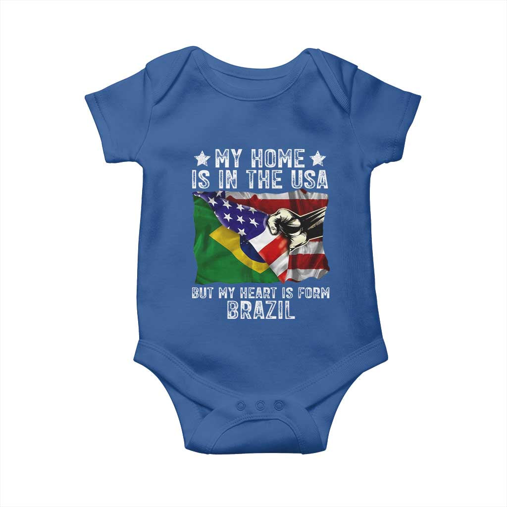 Brazilian American Patriot Heart Is From Brazil Flag Baby Onesie