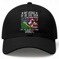 Brazilian American Patriot Heart Is From Brazil Flag Baseball Cap