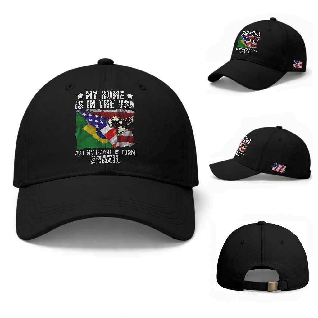 Brazilian American Patriot Heart Is From Brazil Flag Baseball Cap