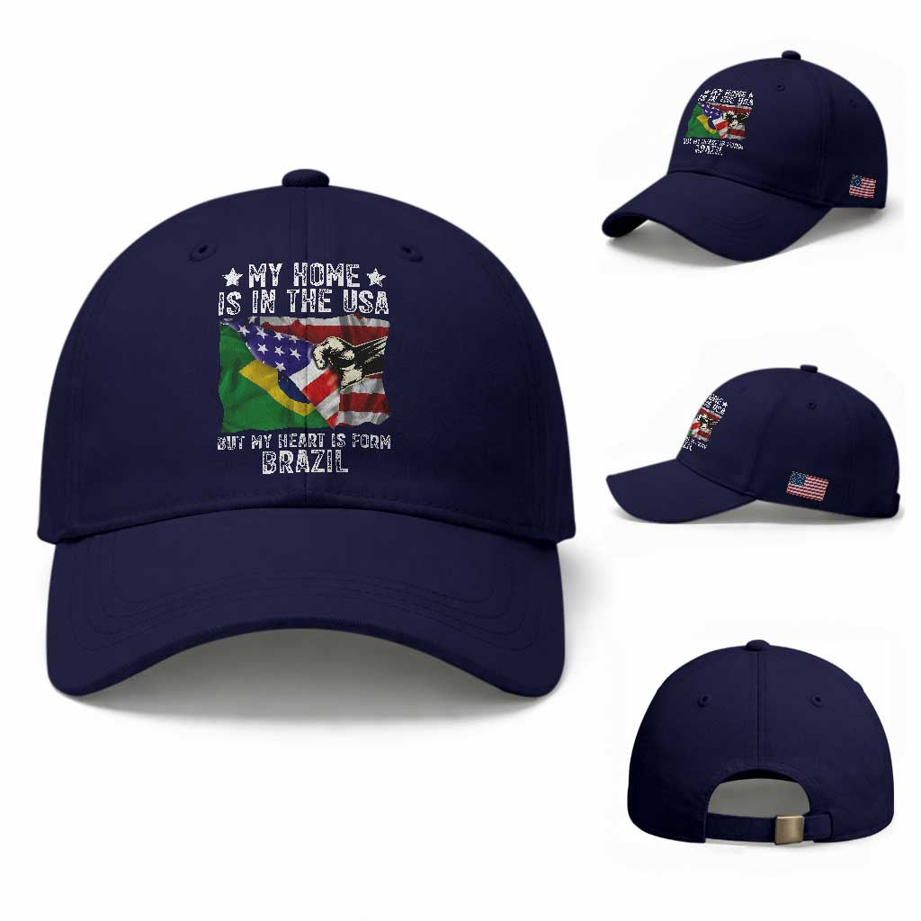 Brazilian American Patriot Heart Is From Brazil Flag Baseball Cap