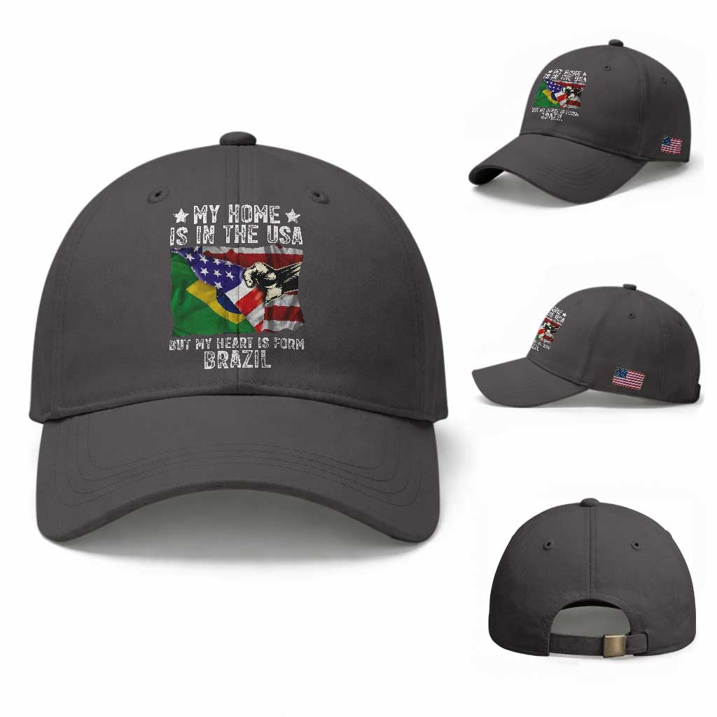 Brazilian American Patriot Heart Is From Brazil Flag Baseball Cap