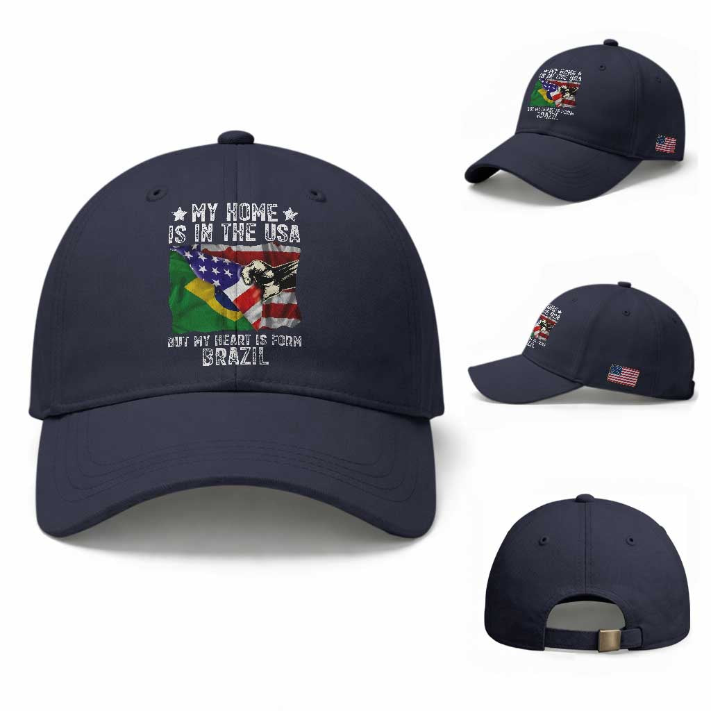 Brazilian American Patriot Heart Is From Brazil Flag Baseball Cap