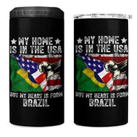 Brazilian American Patriot Heart Is From Brazil Flag 4 in 1 Can Cooler Tumbler