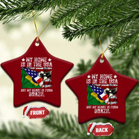 Brazilian American Patriot Heart Is From Brazil Flag Ceramic Ornament