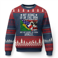 Brazilian American Patriot Heart Is From Brazil Flag Ugly Christmas Sweater