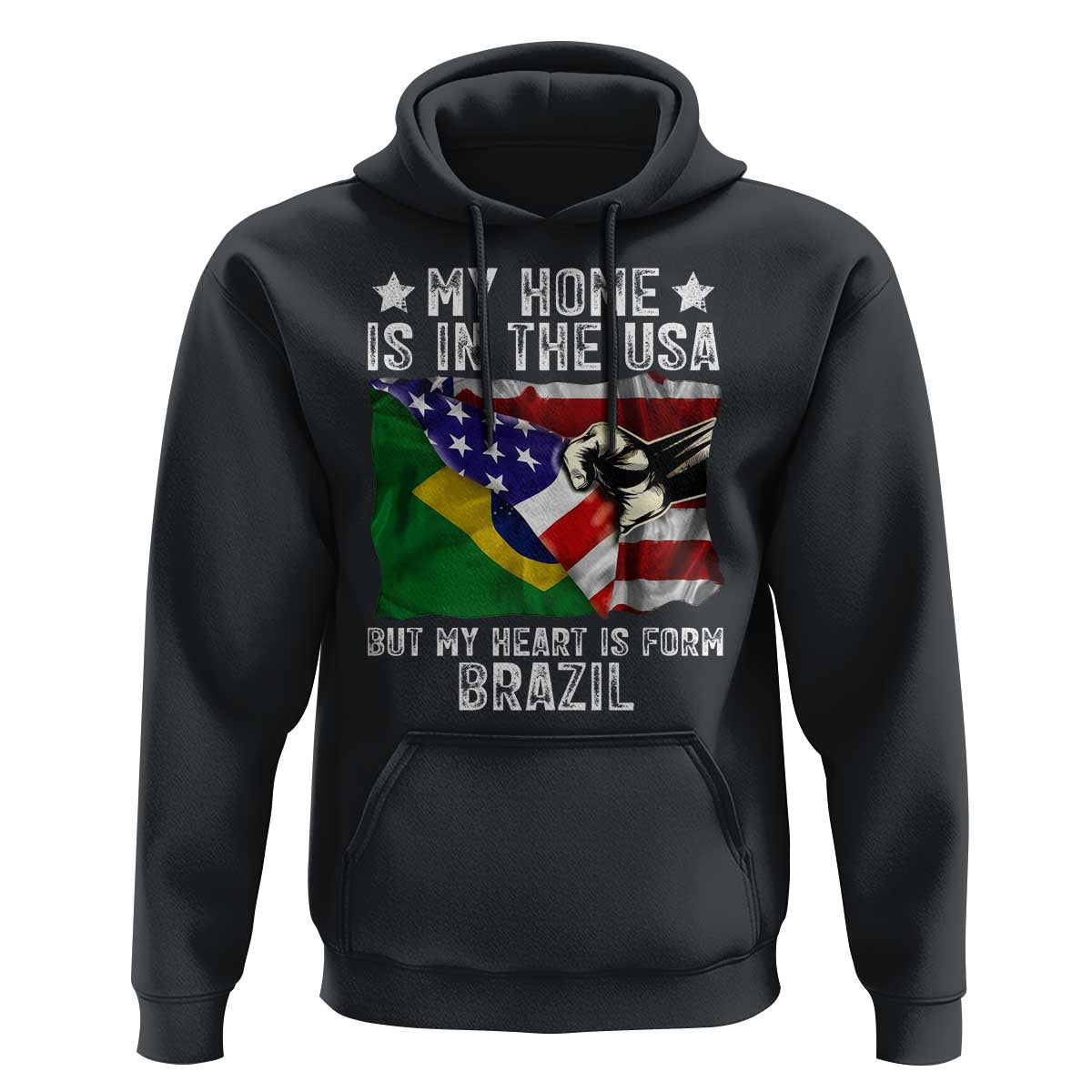 Brazilian American Patriot Heart Is From Brazil Flag Hoodie