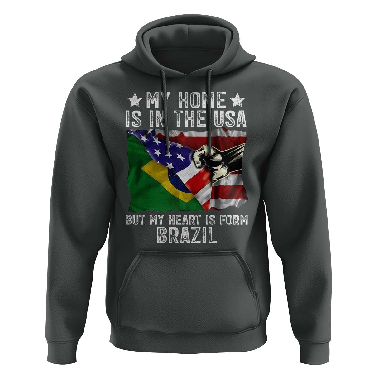 Brazilian American Patriot Heart Is From Brazil Flag Hoodie