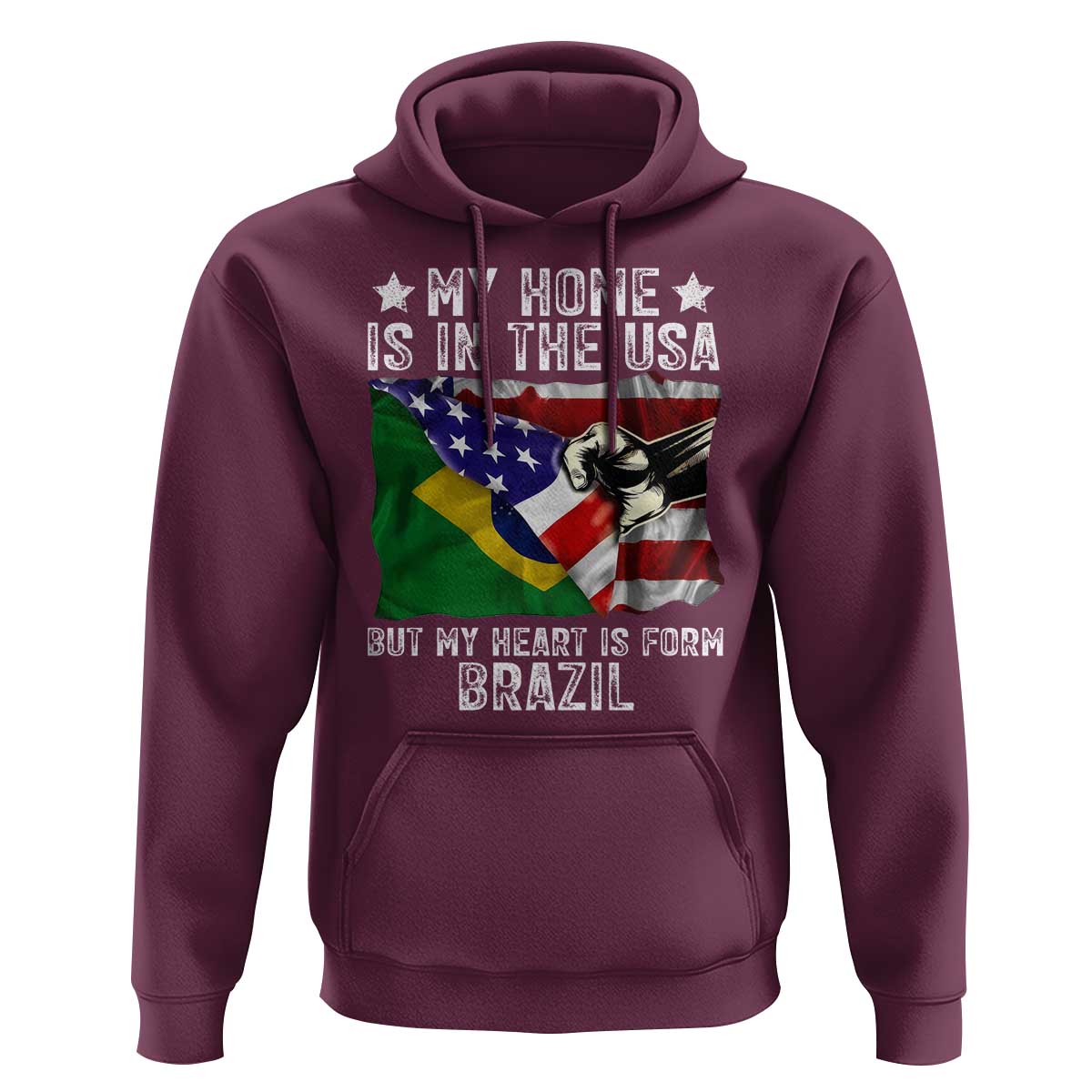 Brazilian American Patriot Heart Is From Brazil Flag Hoodie