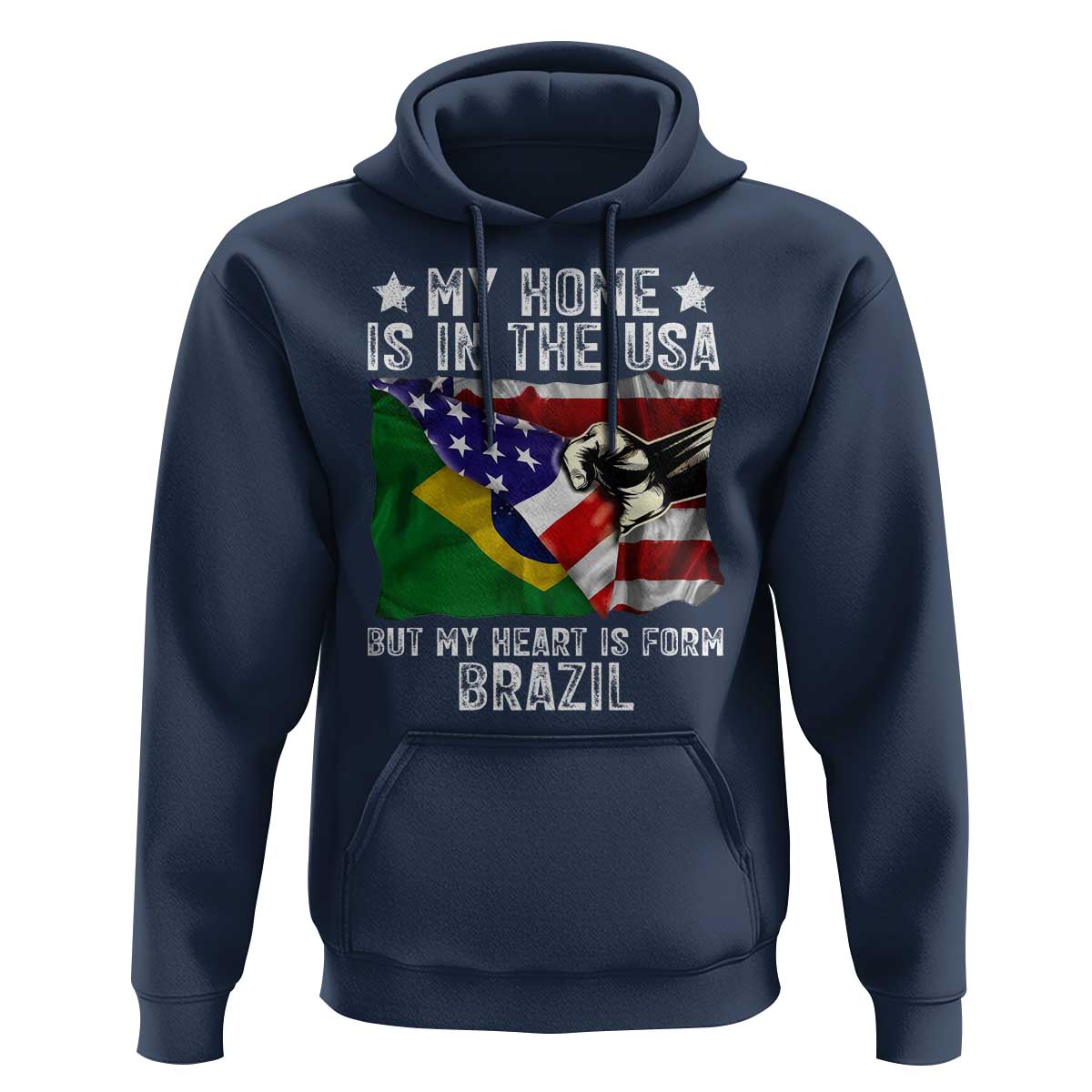 Brazilian American Patriot Heart Is From Brazil Flag Hoodie