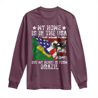 Brazilian American Patriot Heart Is From Brazil Flag Long Sleeve Shirt