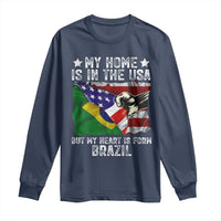 Brazilian American Patriot Heart Is From Brazil Flag Long Sleeve Shirt