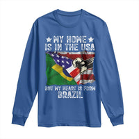 Brazilian American Patriot Heart Is From Brazil Flag Long Sleeve Shirt