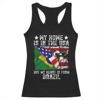 Brazilian American Patriot Heart Is From Brazil Flag Racerback Tank Top