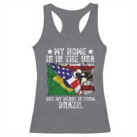 Brazilian American Patriot Heart Is From Brazil Flag Racerback Tank Top