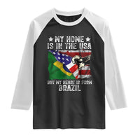 Brazilian American Patriot Heart Is From Brazil Flag Raglan Shirt